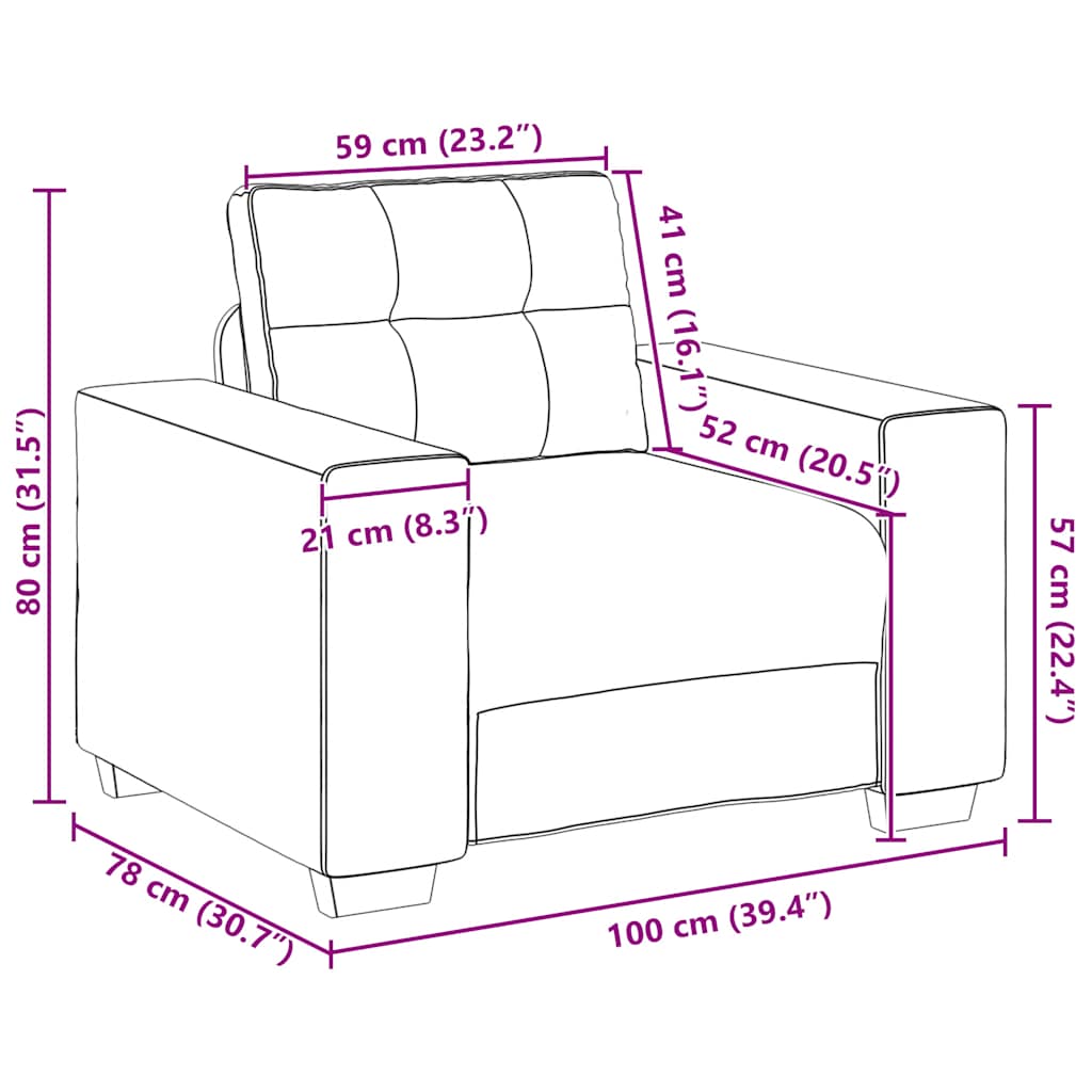 Sessel Creme 59 Cm Samt