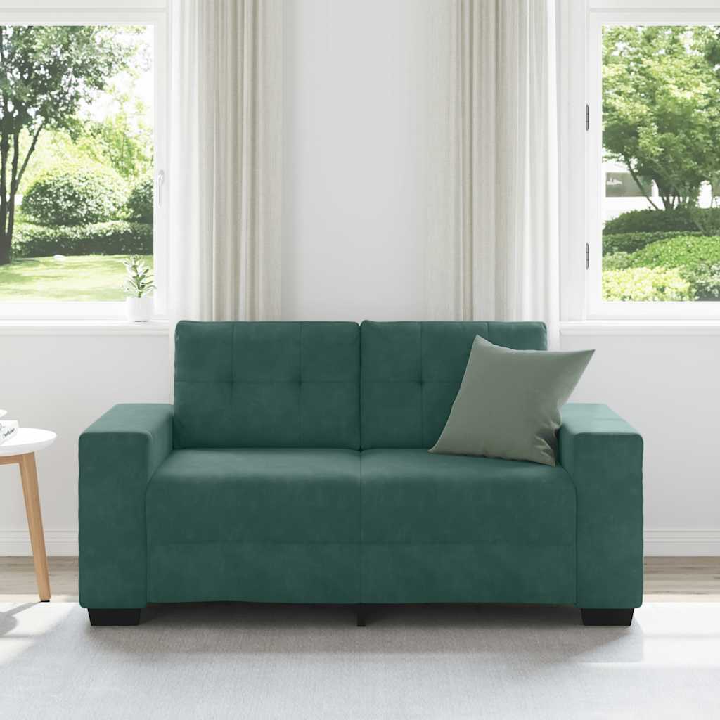 Zweisitzer-Sofa Dunkelgrün 120 Cm Samt