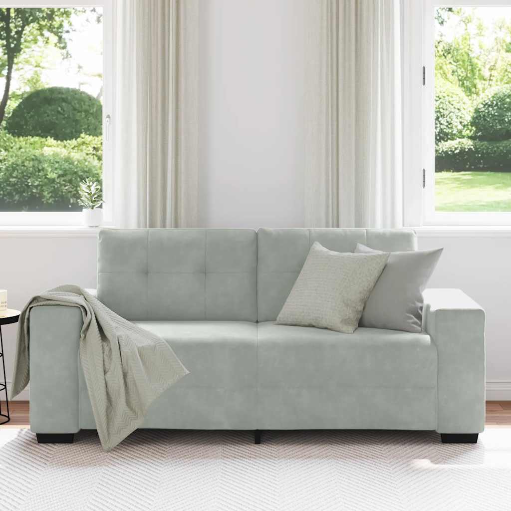 Zweisitzer-Sofa Hellgrau 140 Cm Samt