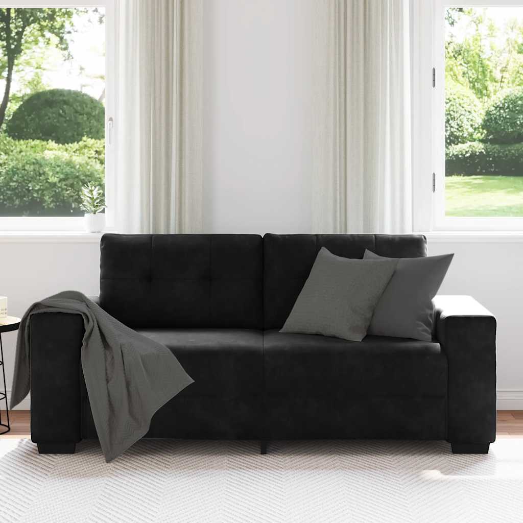 Zweisitzer-Sofa Schwarz 140 Cm Samt