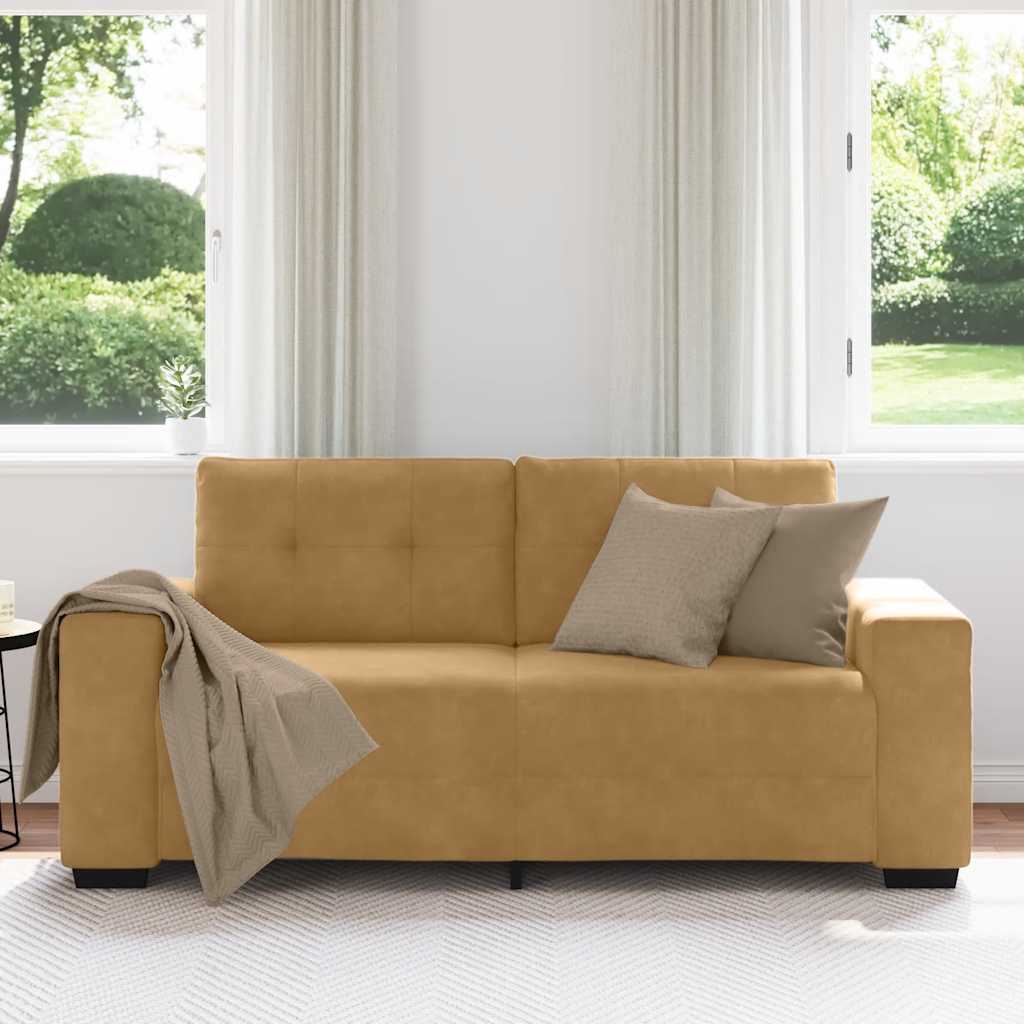 Zweisitzer-Sofa Braun 140 Cm Samt