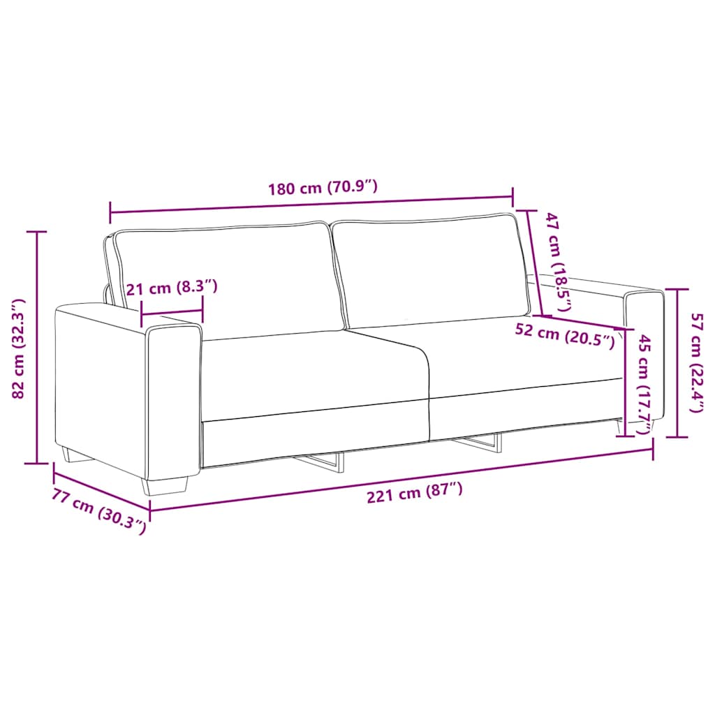 3-Sitzer-Sofa 180 Cm Leinen