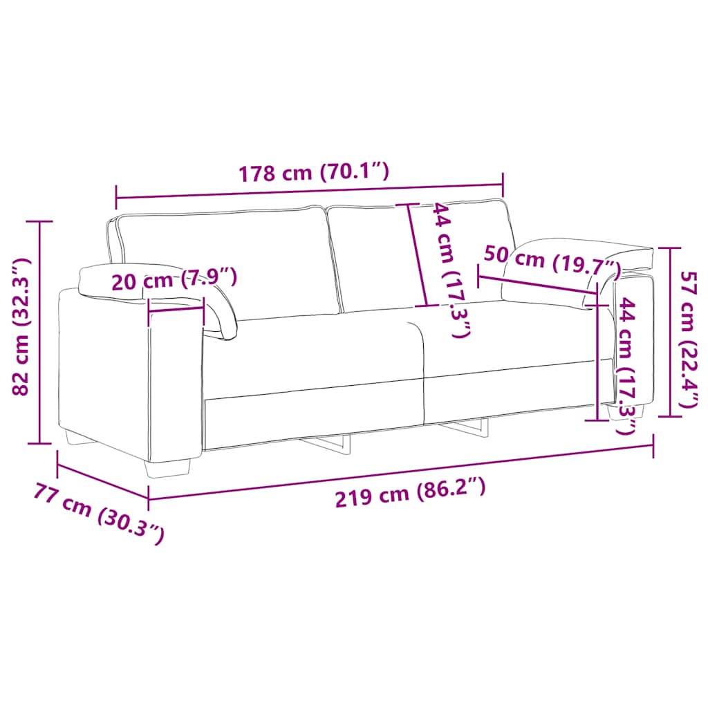 3-Sitzer-Sofa Samt