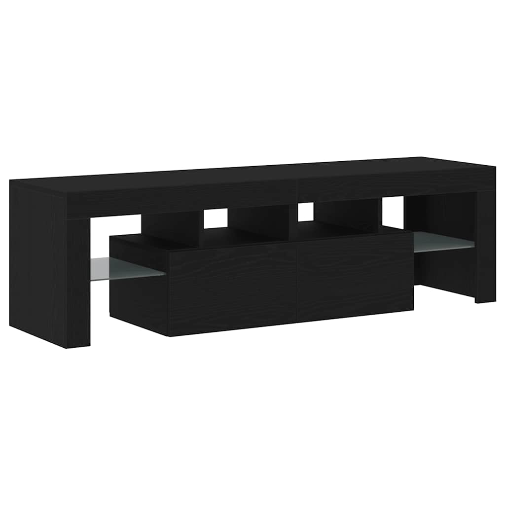 Tv-Schrank Mit Led-Leuchten Schwarz Eichen-Optik 140X36,5X40 Cm