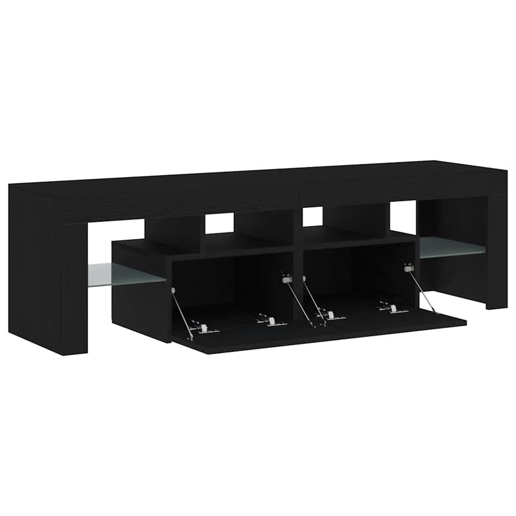 Tv-Schrank Mit Led-Leuchten Schwarz Eichen-Optik 140X36,5X40 Cm