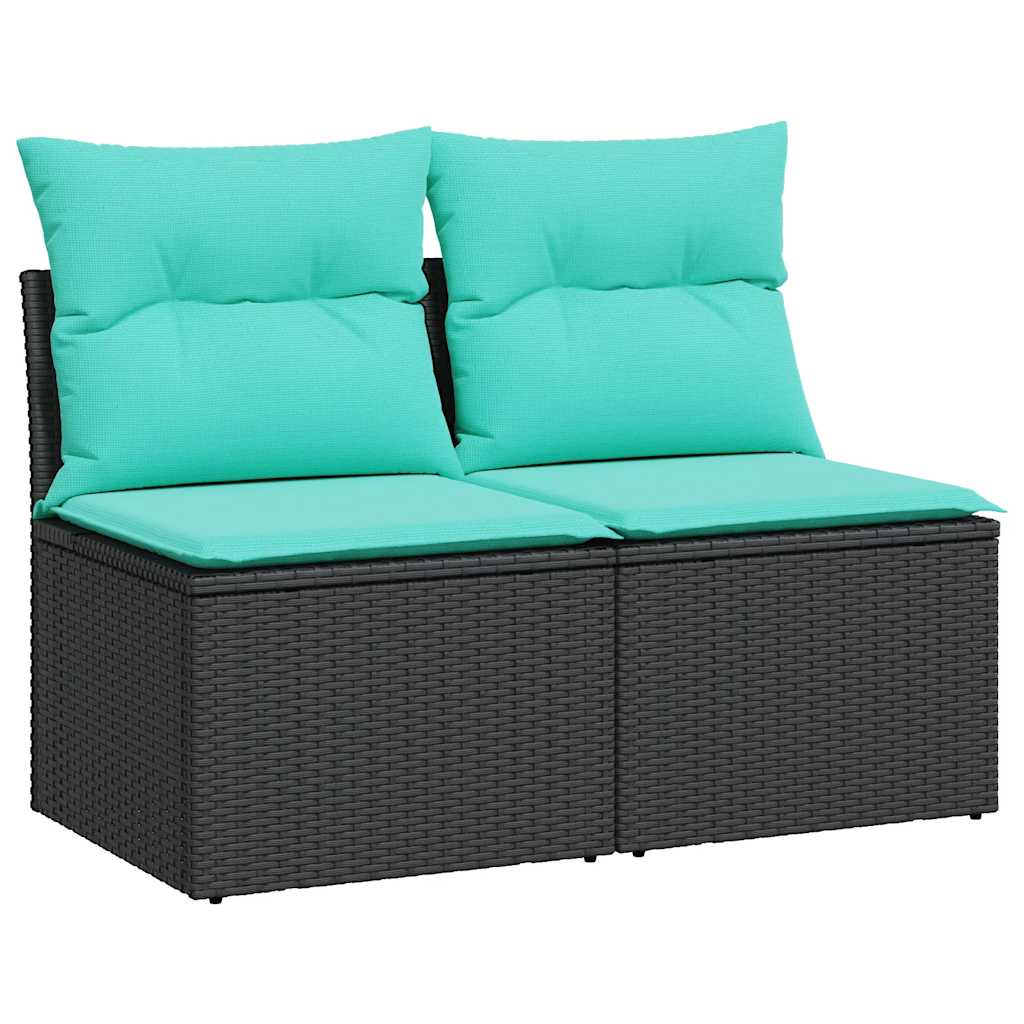 2-Tlg. Garten-Sofagarnitur mit Kissen Poly Rattan