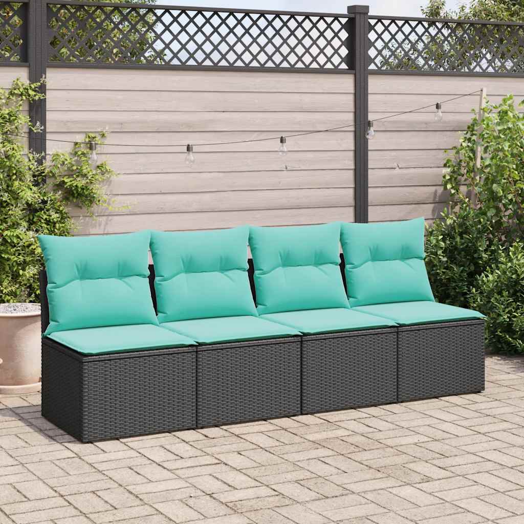 2-Tlg. Garten-Sofagarnitur mit Kissen Poly Rattan