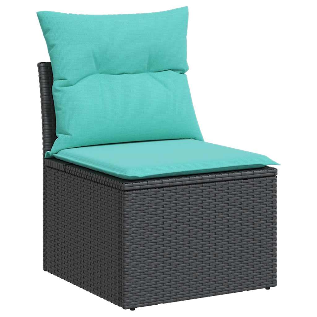 2-Tlg. Garten-Sofagarnitur mit Kissen Poly Rattan