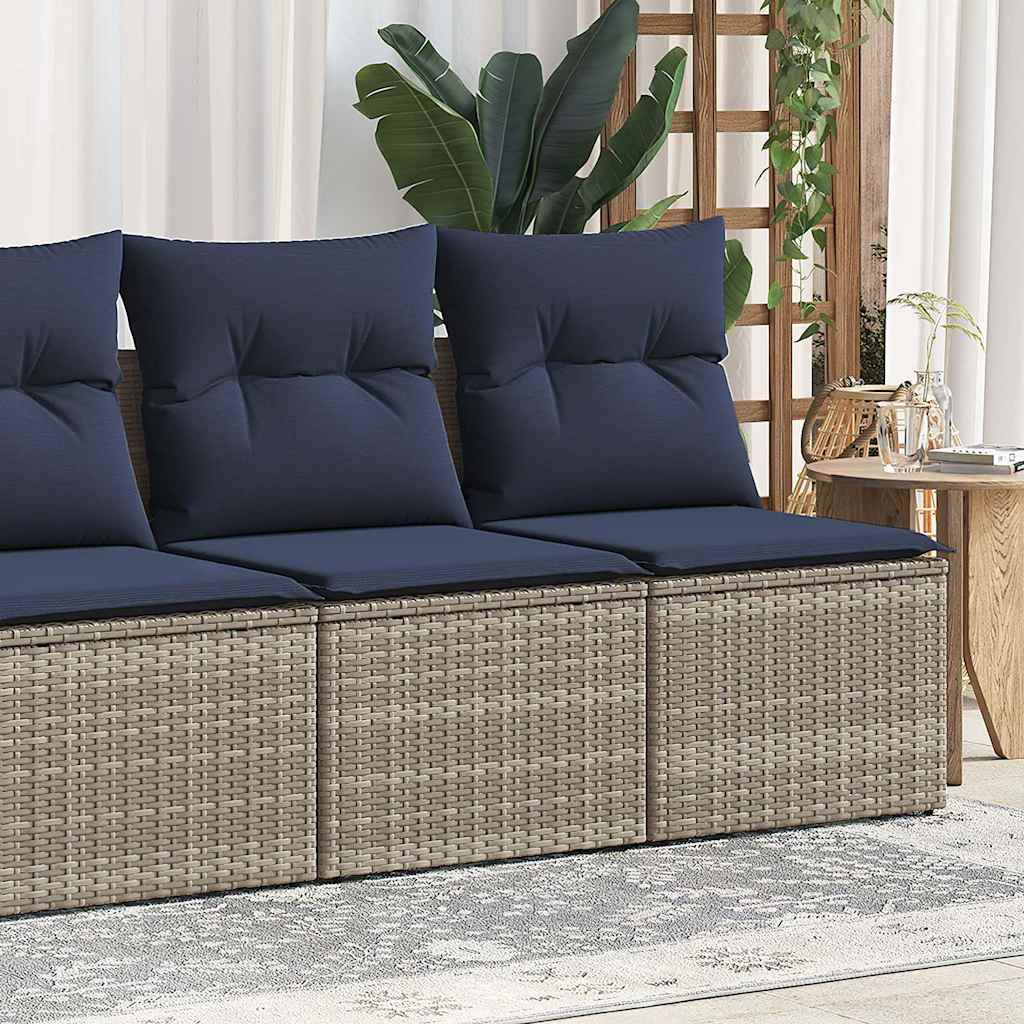 2-Tlg. Garten-Sofagarnitur mit Kissen Poly Rattan