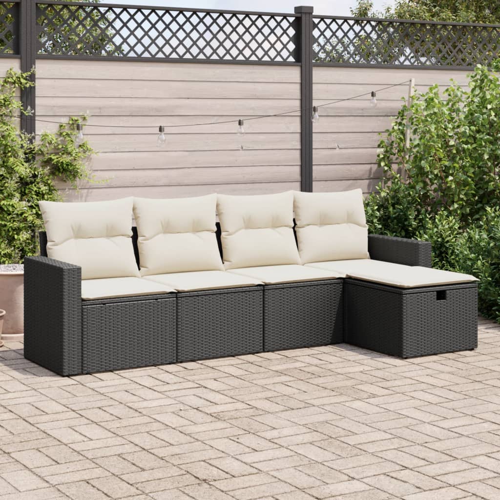 6-Tlg. Garten-Sofagarnitur Mit Kissen Beige Poly Rattan