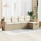 6-Tlg. Garten-Sofagarnitur Mit Kissen Beige Poly Rattan