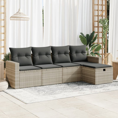 6-Tlg. Garten-Sofagarnitur Mit Kissen Beige Poly Rattan