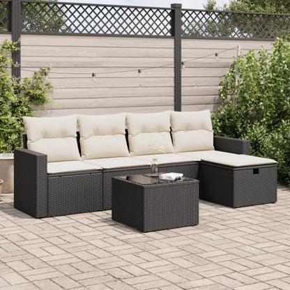 6-Tlg. Garten-Sofagarnitur Mit Kissen Beige Poly Rattan