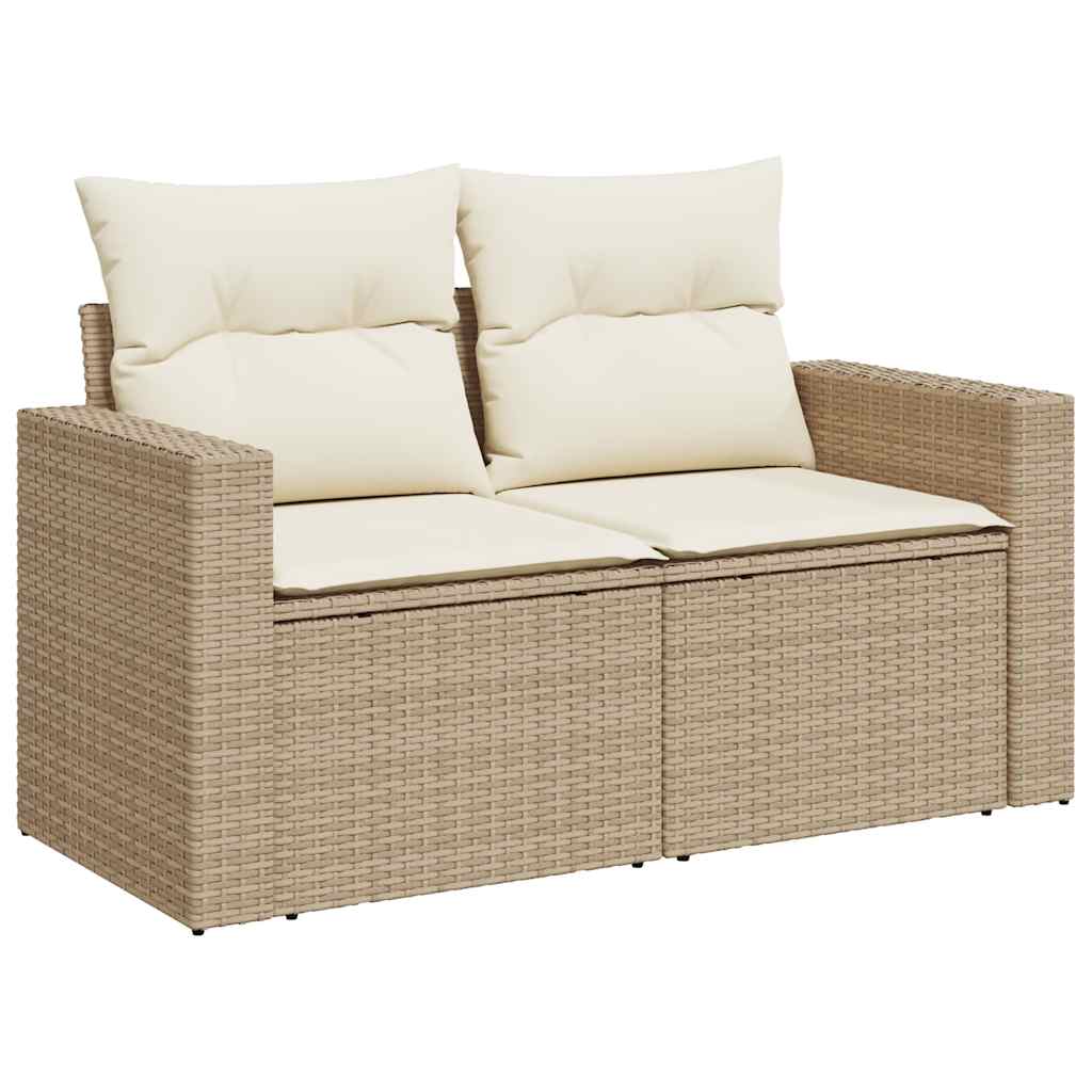 6-Tlg. Garten-Sofagarnitur Mit Kissen Beige Poly Rattan