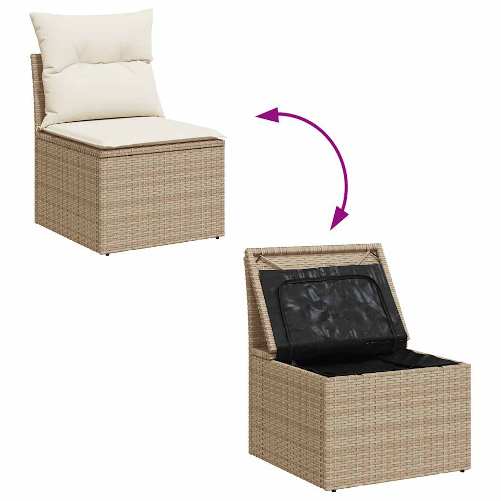 6-Tlg. Garten-Sofagarnitur Mit Kissen Beige Poly Rattan