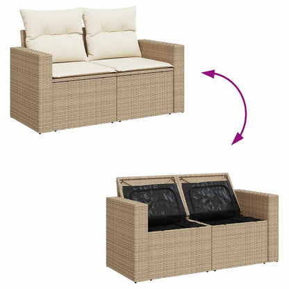 6-Tlg. Garten-Sofagarnitur Mit Kissen Beige Poly Rattan