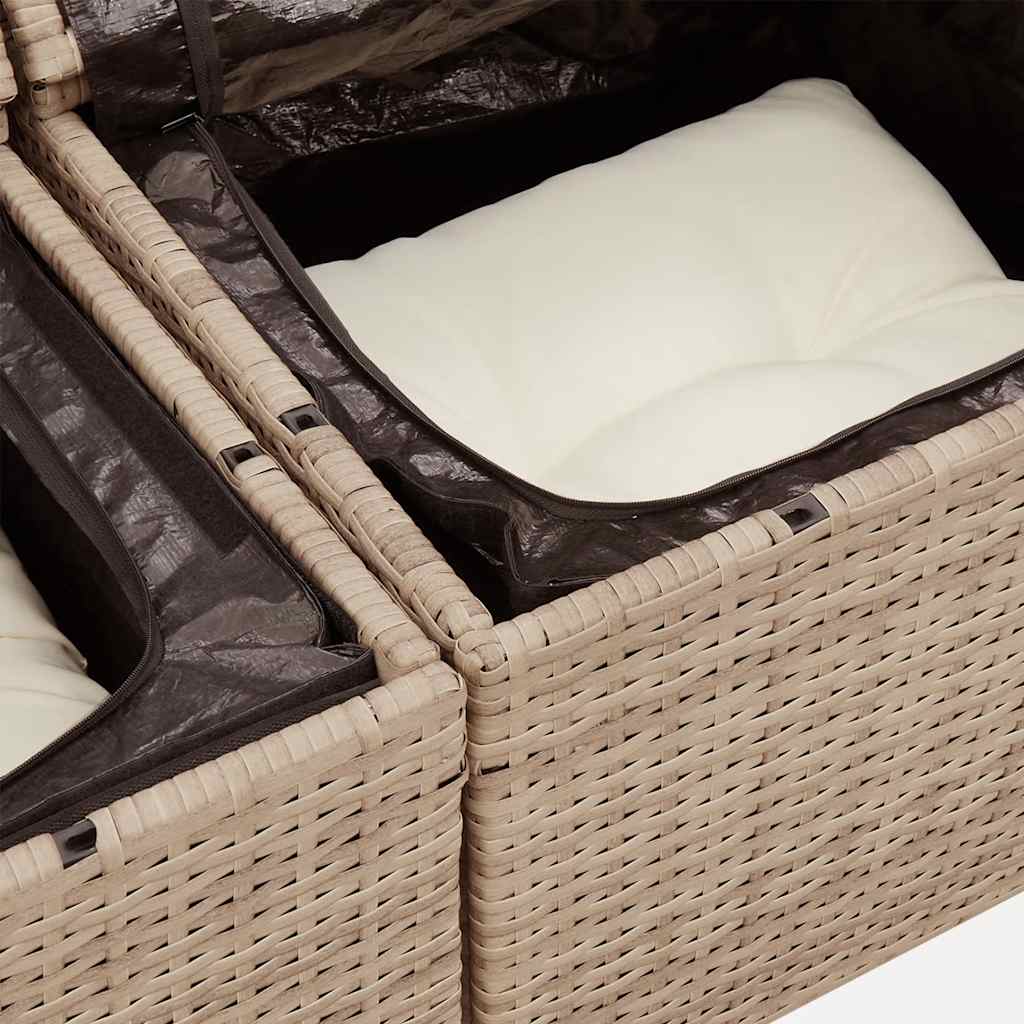 6-Tlg. Garten-Sofagarnitur Mit Kissen Beige Poly Rattan