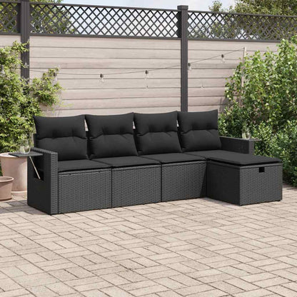 5-Tlg. Garten-Sofagarnitur Mit Kissen Beige Poly Rattan