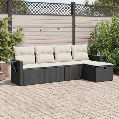 5-Tlg. Garten-Sofagarnitur Mit Kissen Beige Poly Rattan