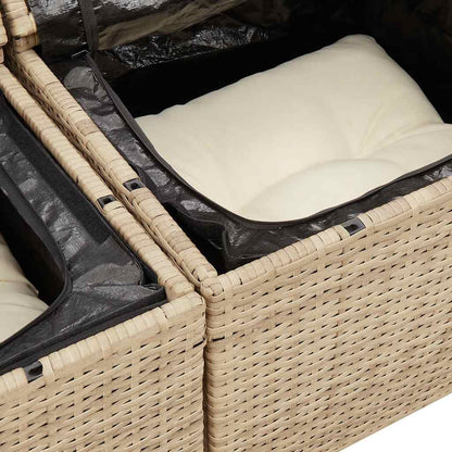 5-Tlg. Garten-Sofagarnitur Mit Kissen Beige Poly Rattan