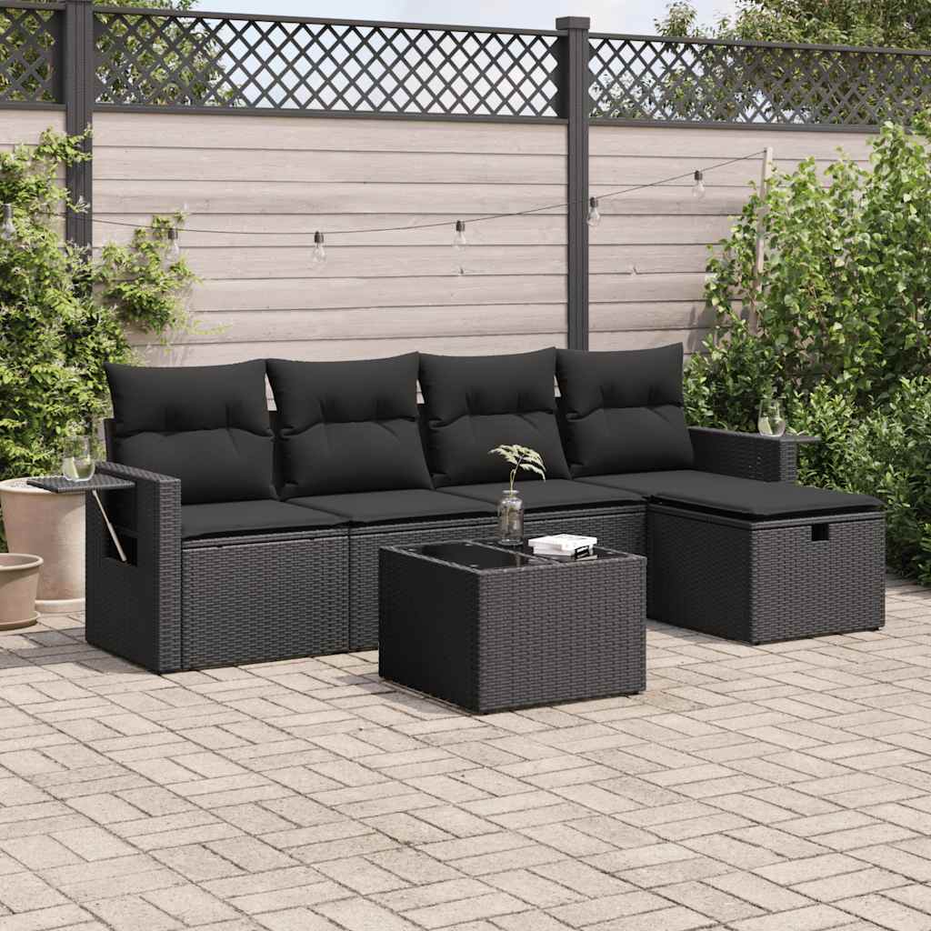 5-Tlg. Garten-Sofagarnitur Mit Kissen Beige Poly Rattan