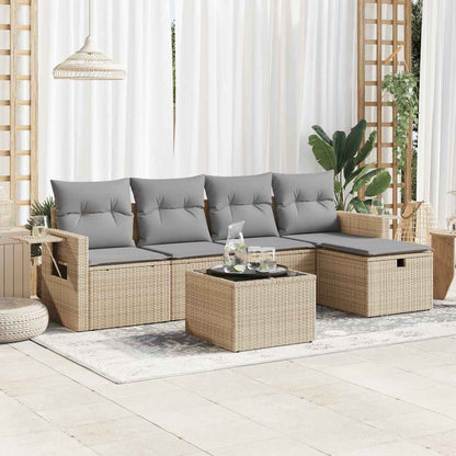 5-Tlg. Garten-Sofagarnitur Mit Kissen Beige Poly Rattan