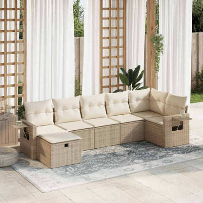 8-Tlg. Garten-Sofagarnitur Mit Kissen Beige Poly Rattan