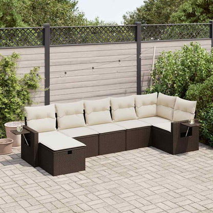 8-Tlg. Garten-Sofagarnitur Mit Kissen Beige Poly Rattan