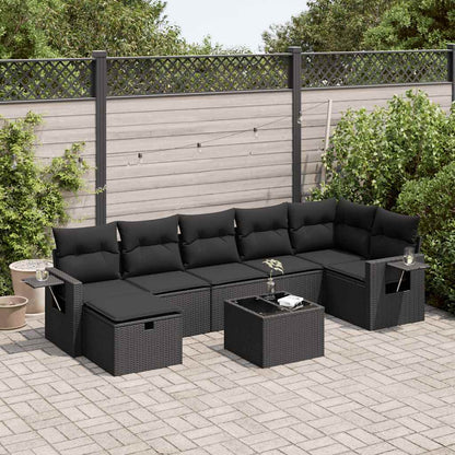 8-Tlg. Garten-Sofagarnitur Mit Kissen Beige Poly Rattan