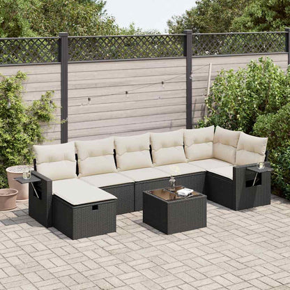 8-Tlg. Garten-Sofagarnitur Mit Kissen Beige Poly Rattan