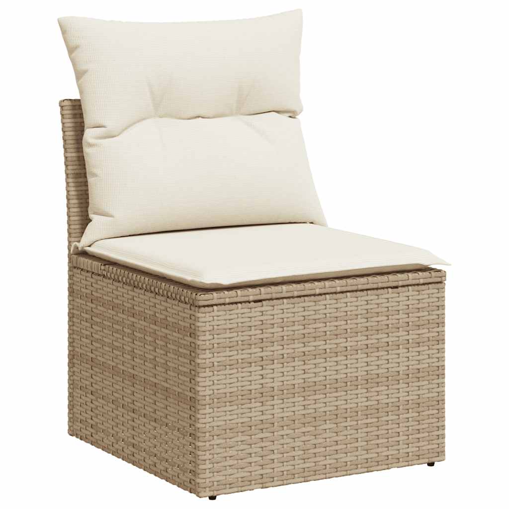 8-Tlg. Garten-Sofagarnitur Mit Kissen Beige Poly Rattan