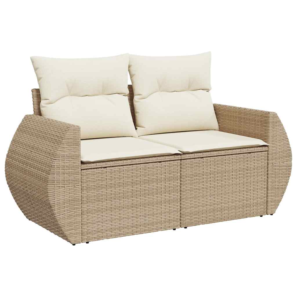 4-Tlg. Garten-Sofagarnitur mit Kissen Beige Poly Rattan