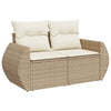 4-Tlg. Garten-Sofagarnitur Mit Kissen Beige Poly Rattan