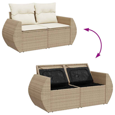 4-Tlg. Garten-Sofagarnitur Mit Kissen Beige Poly Rattan