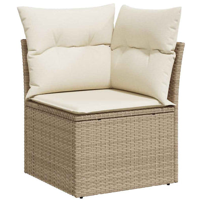 7-Tlg. Garten-Sofagarnitur Mit Kissen Beige Poly Rattan