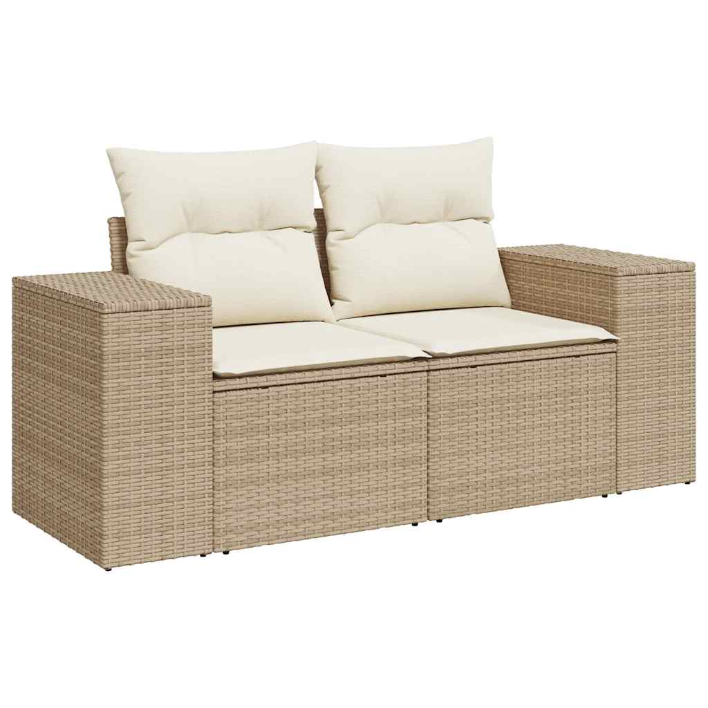 8-Tlg. Garten-Sofagarnitur Mit Kissen Beige Poly Rattan