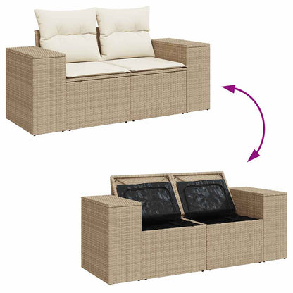 8-Tlg. Garten-Sofagarnitur Mit Kissen Beige Poly Rattan