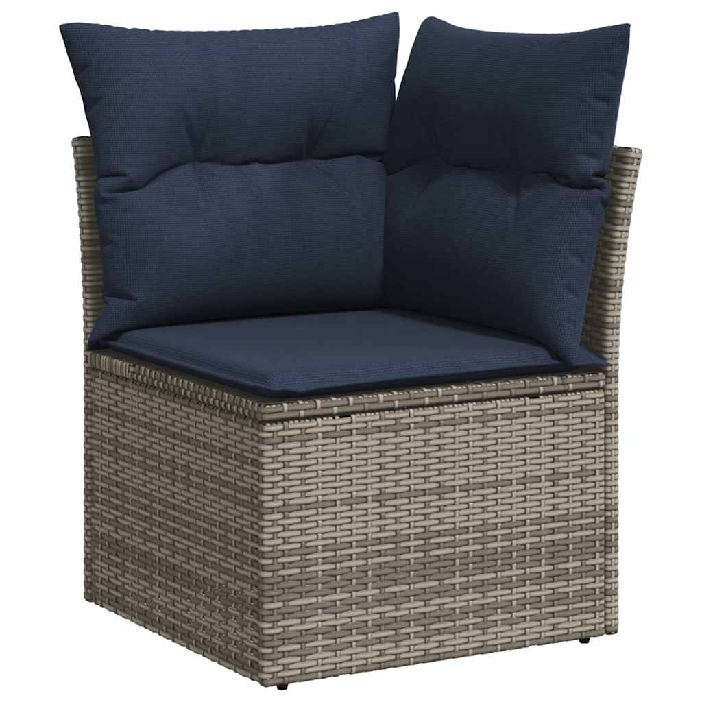 11-Tlg. Garten-Sofagarnitur mit Kissen Poly Rattan Akazie