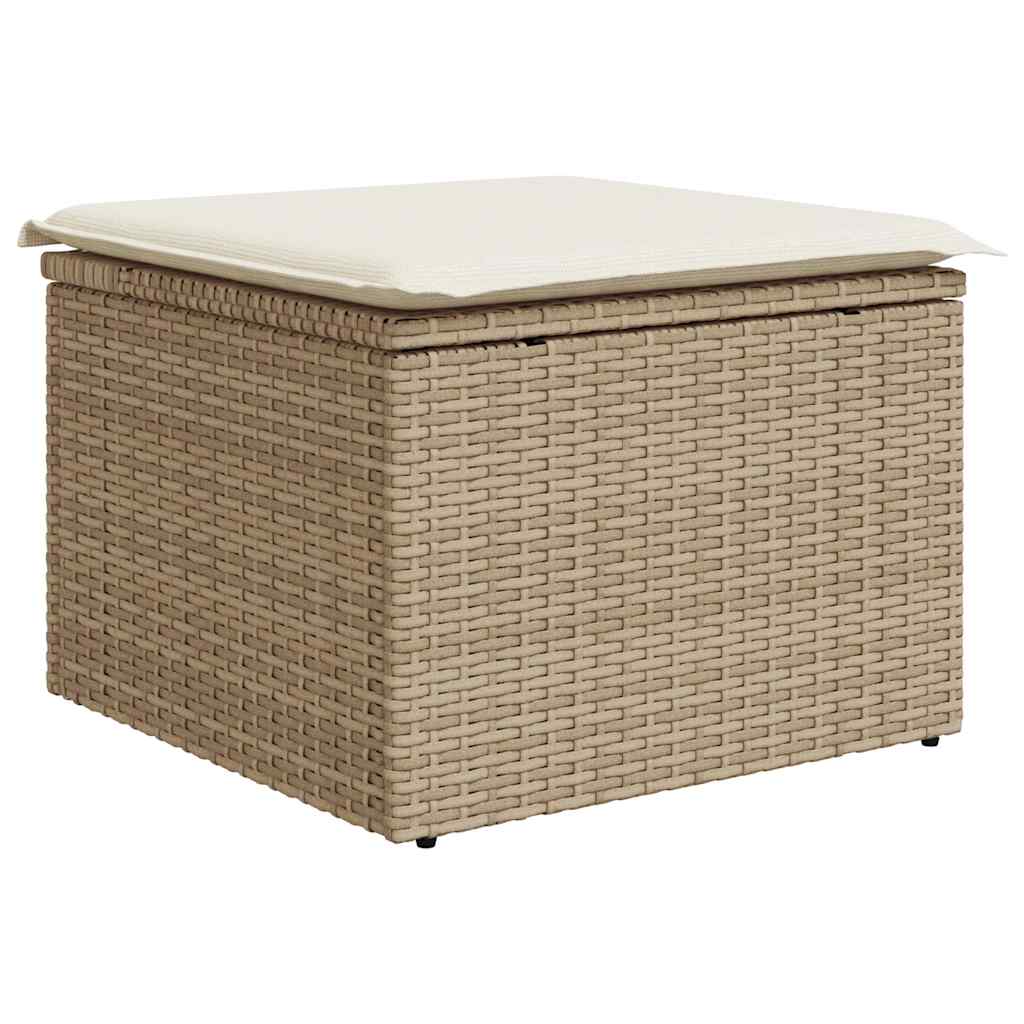 7-Tlg. Garten-Sofagarnitur Mit Kissen Beige Poly Rattan