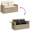 7-Tlg. Garten-Sofagarnitur Mit Kissen Beige Poly Rattan