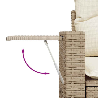 7-Tlg. Garten-Sofagarnitur Mit Kissen Beige Poly Rattan