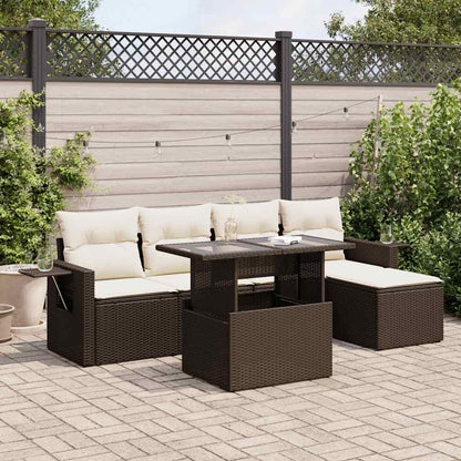 6-Tlg. Garten-Sofagarnitur Mit Kissen Beige Poly Rattan