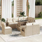 9-Tlg. Garten-Sofagarnitur Mit Kissen Beige Poly Rattan