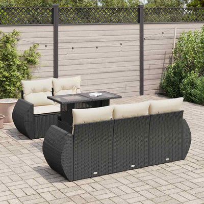 6-Tlg. Garten-Sofagarnitur Mit Kissen Beige Poly Rattan