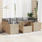 7-Tlg. Garten-Sofagarnitur Mit Kissen Beige Poly Rattan