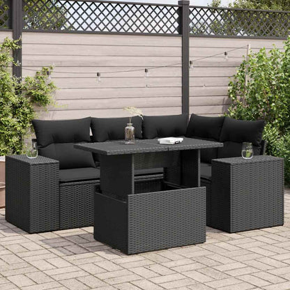 5-Tlg. Garten-Sofagarnitur Mit Kissen Beige Poly Rattan