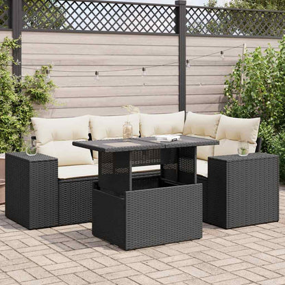 5-Tlg. Garten-Sofagarnitur Mit Kissen Beige Poly Rattan