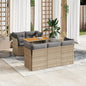 6-Tlg. Garten-Sofagarnitur Mit Kissen Beige Poly Rattan