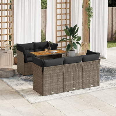 6-Tlg. Garten-Sofagarnitur Mit Kissen Beige Poly Rattan