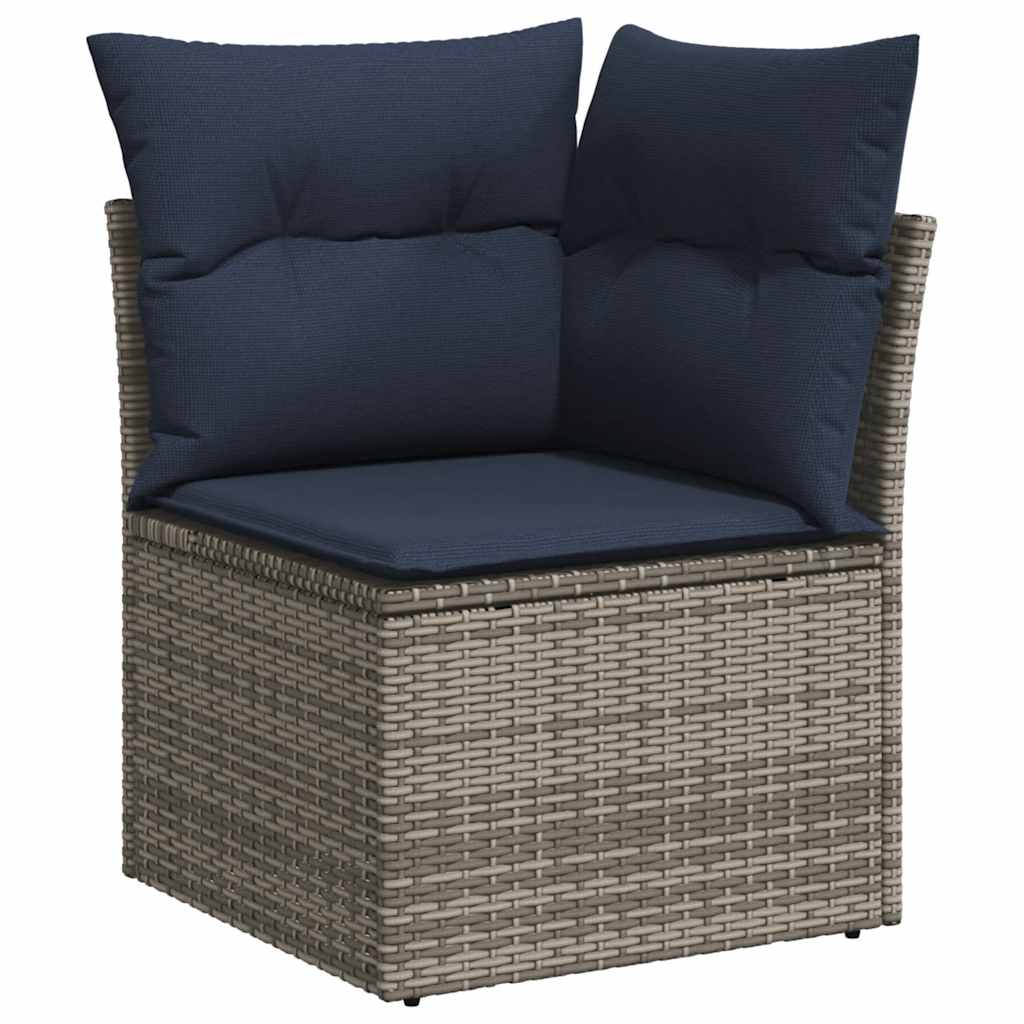 10-Tlg. Garten-Sofagarnitur mit Kissen Poly Rattan